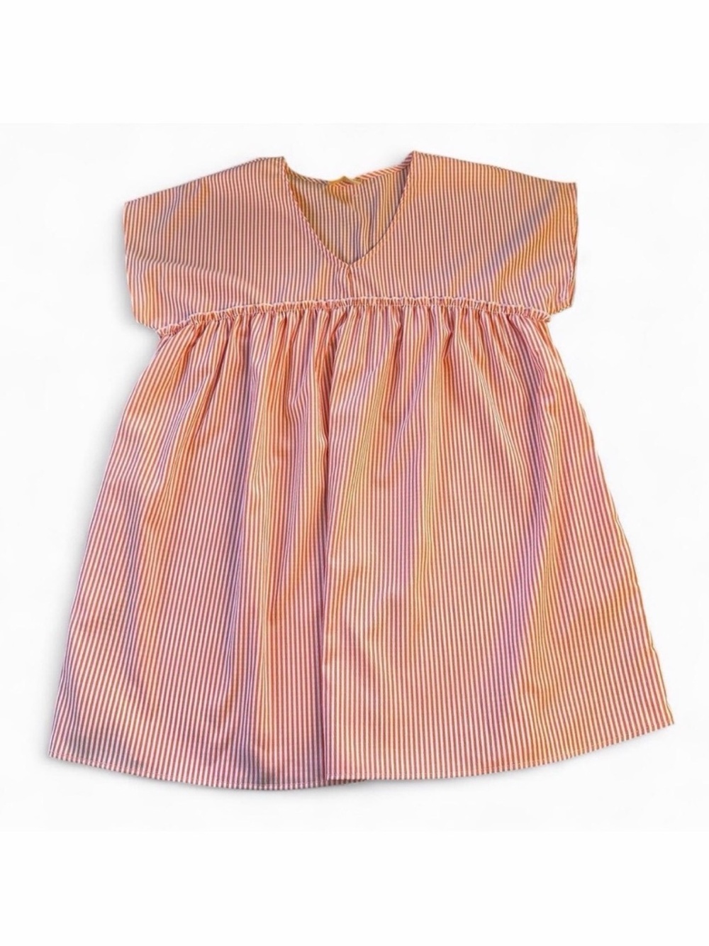 Fantastic Fawn Seersucker Orange Striped Babydoll Dress Women’s Large Boho Beach
